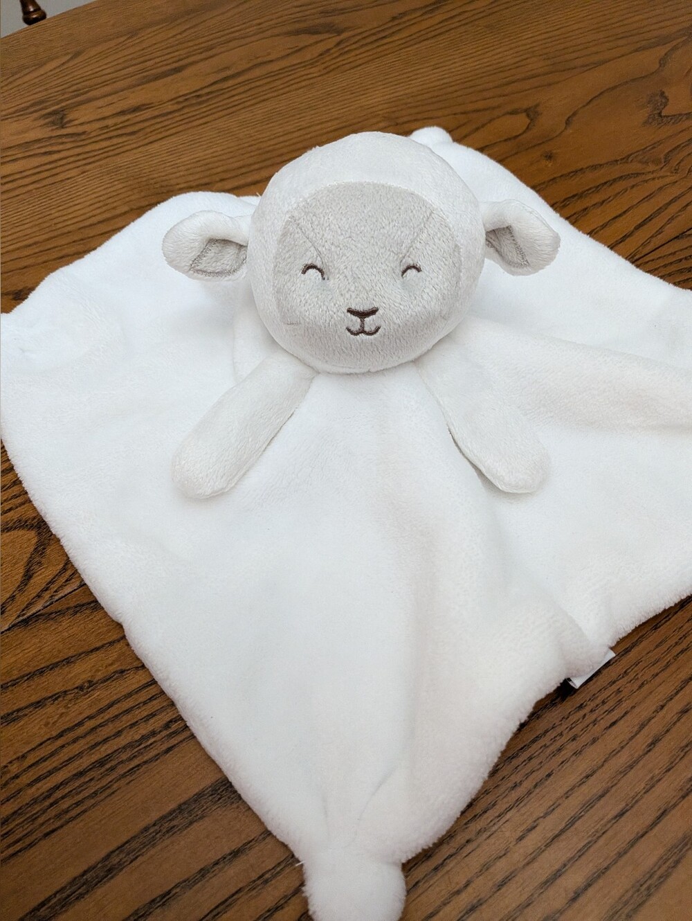 Gerber. White Lamb Plush Security Blanket. Thick Plush. GUC. Knots On Corners.